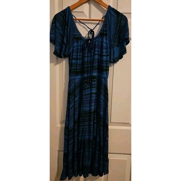 Plenty by Tracy Reese Midi Blue Stripe Small Dress Flowy Stretchy See Pic Flawed - Picture 9 of 9